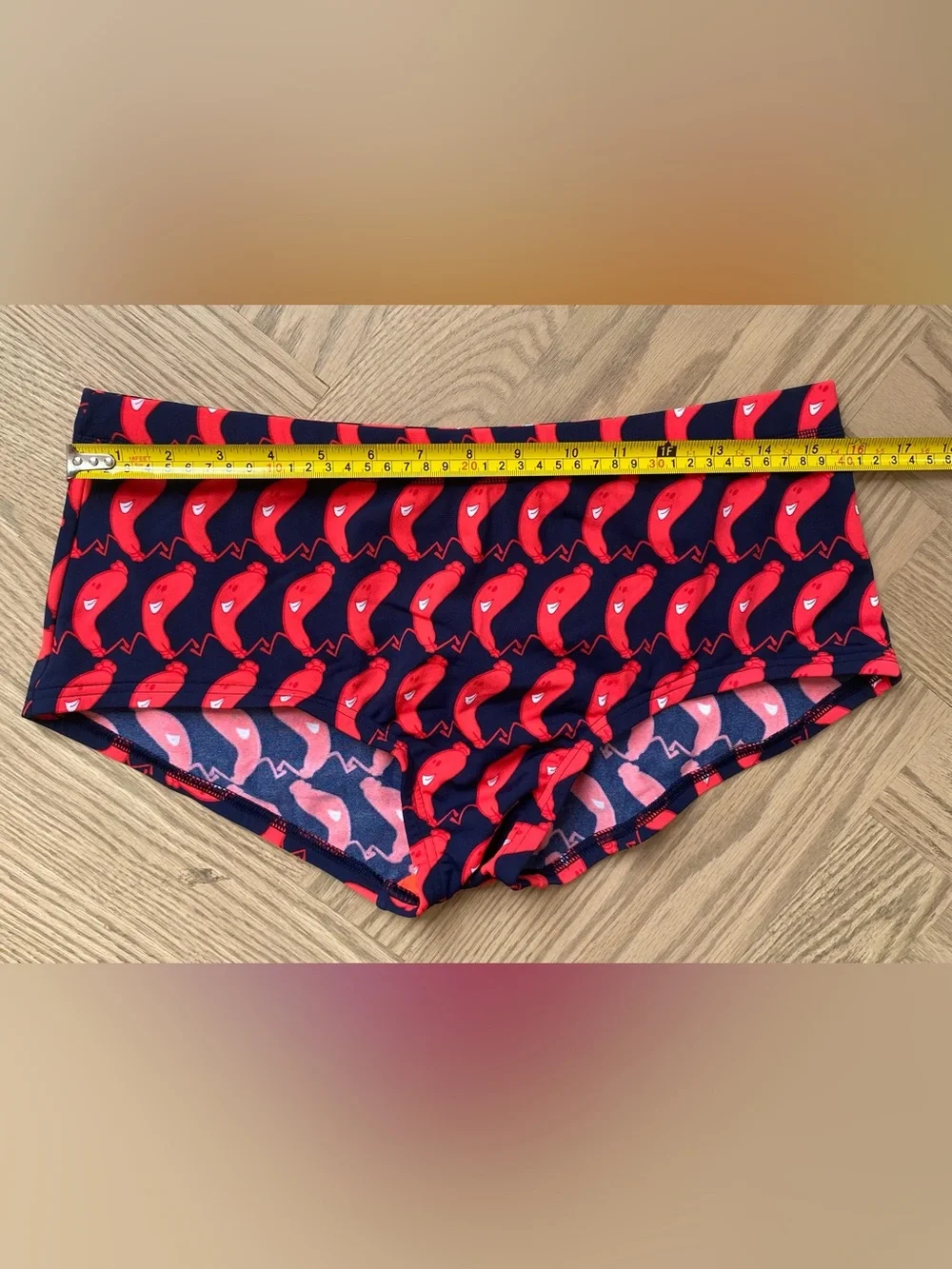 Men's Navy Swim Trunks with Red Pepper Print